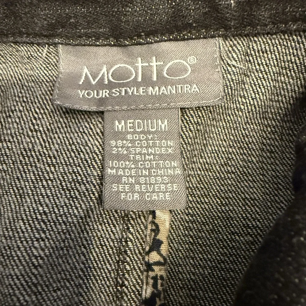 Motto‎ Y2K Denim Blazer Jacket Pleated/Fitted Girly Ruffles VTG  Size Small Blk - Picture 3 of 13